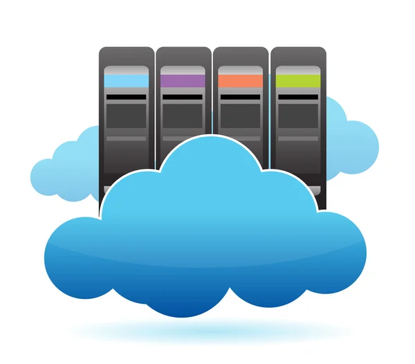 Server und Wolken Illustration Design über Weiß — Stockfoto