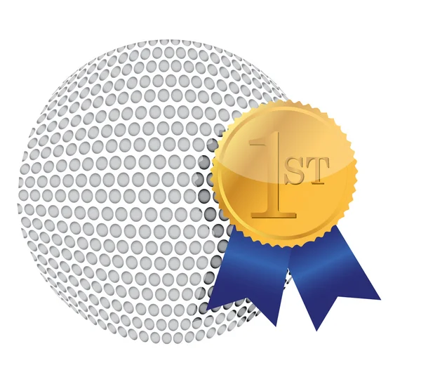 Golf ball with award illustration design over white — Stock Photo, Image