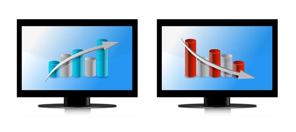 Monitor s nahoru a dolů grafy ilustrace design — Stock fotografie