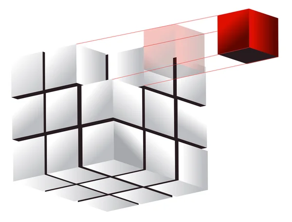 Disegno illustrazione cubo 3d su uno sfondo bianco — Foto Stock
