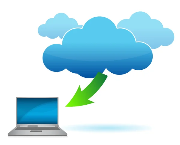 Cloud computing laptop design ilustração conceito sobre branco — Fotografia de Stock