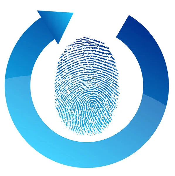 Disegno di illustrazione del controllo di sicurezza delle impronte digitali su bianco — Foto Stock