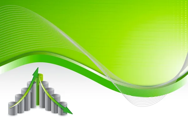 Green wave chart business background illustration design — Stock Photo, Image