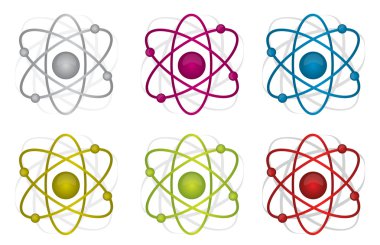 Colorful atoms illustration design over white background clipart