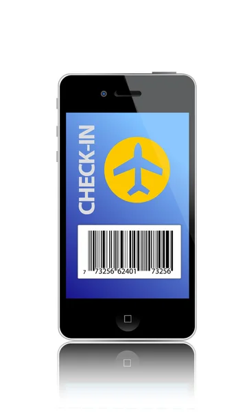 On-line check-in pomocí smartphone ilustrace — Stock fotografie