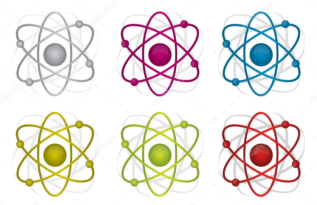 Colorful atoms illustration design over white background