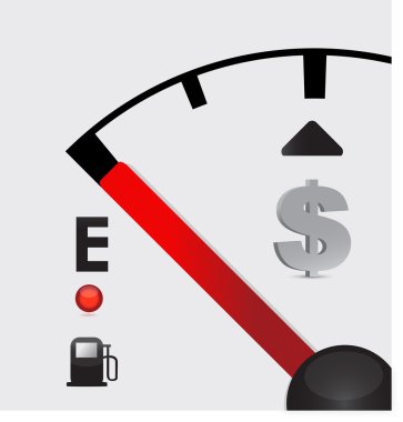 Dollar sign Gas tank almost empty - illustration design clipart