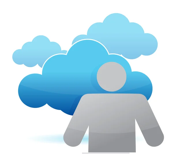 Icona disegno illustrazione cloud computing su bianco — Foto Stock