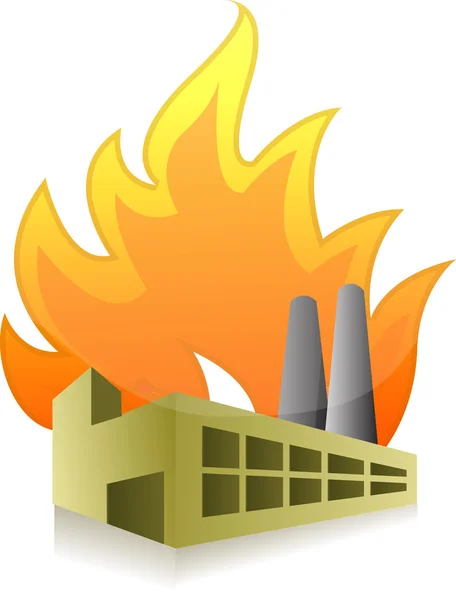 Diseño de ilustración de fábrica sobre fuego sobre fondo blanco — Foto de Stock