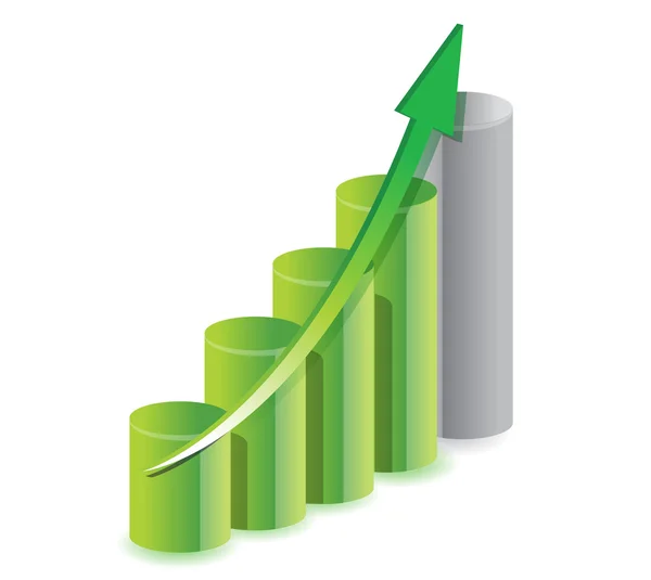 Ilustração de gráfico de negócios verde sobre branco — Fotografia de Stock