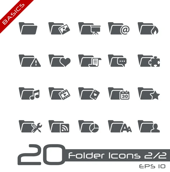 Folder Icons - Set 2 of 2 / / Basics — стоковый вектор