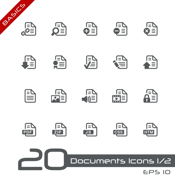 Documenti Icone - Set 1 di 2 / / Nozioni di base — Vettoriale Stock
