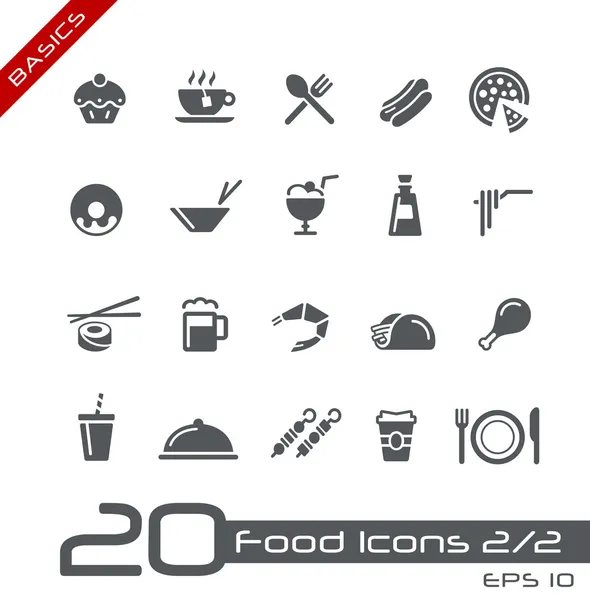 Voedsel pictogrammen - set 2 van 2 // basics — Stockvector