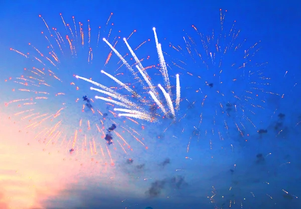 stock image Fireworks in evening sky