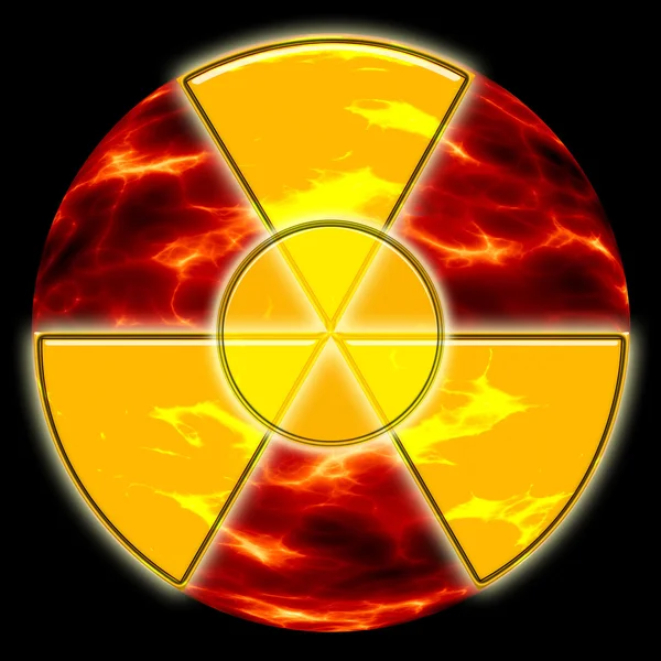 Señal de peligro de radiación en el contexto de un desastre ecológico — Foto de Stock