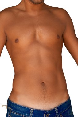 Portrait of young sexual tanned guy, rear view clipart