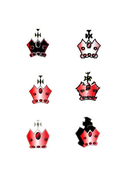 Crowns set red silhouette vector illustration — Stock Vector