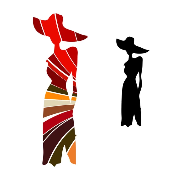 女性人体模型和黑铁衣架的轮廓 — 图库矢量图片