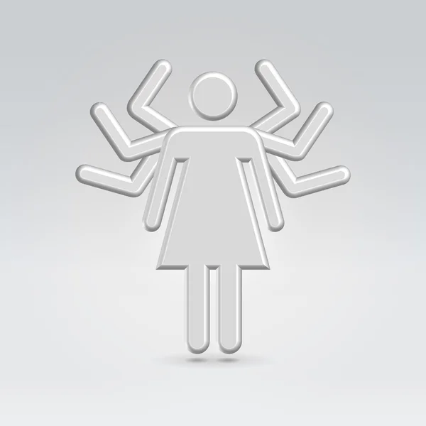 Stříbrné kovové ženské super manažer zavěšené v prostoru — Stockový vektor