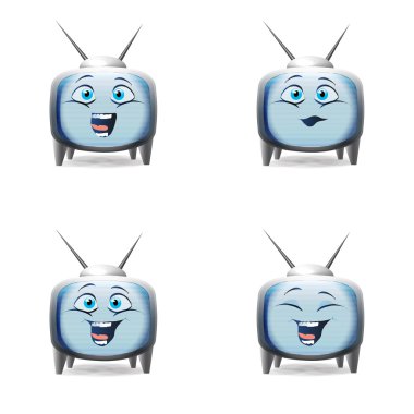 Funny cartoon retro TV character kid clipart