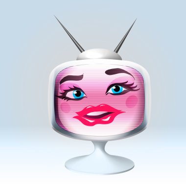 Funny cartoon retro TV character female clipart