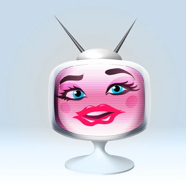 Αστείο καρτούν ρετρό tv θηλυκό χαρακτήρα — Διανυσματικό Αρχείο