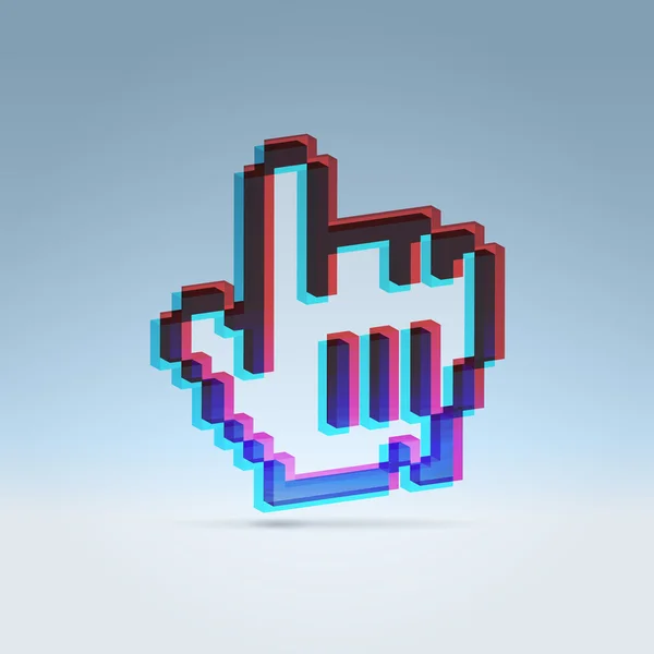 Icono de mano efecto estéreo 3d — Vector de stock