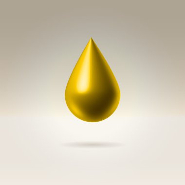 Golden droplet hanging in space clipart