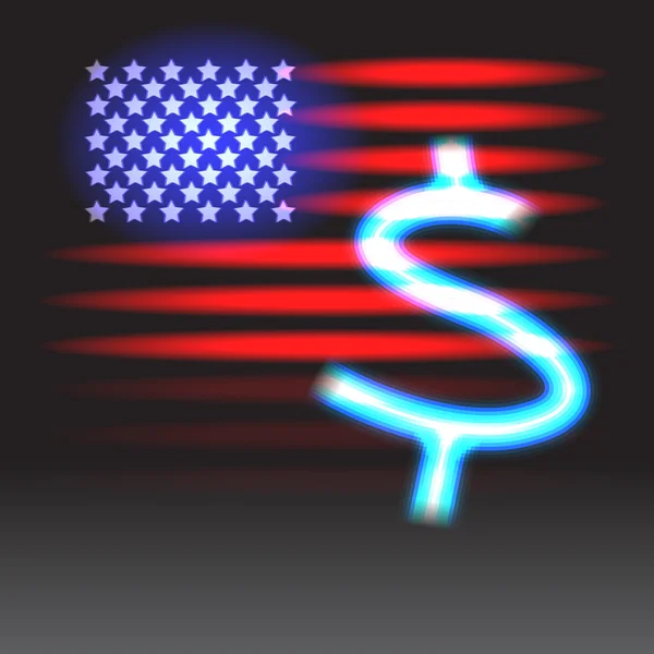 Dollarn över usa flagga graffiti neon — Stock vektor