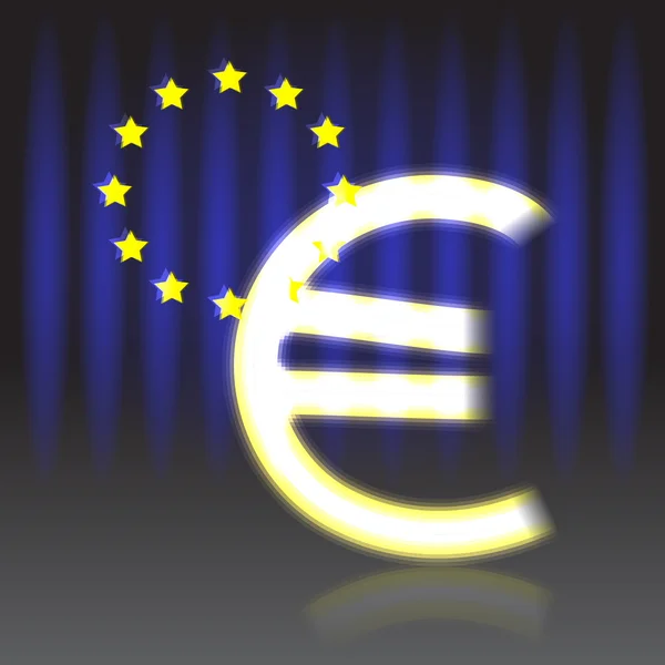 यूरो ध्वज पृष्ठभूमि पर यूरो चिह्न — स्टॉक वेक्टर