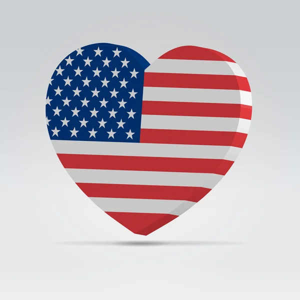 Corazón de bandera americana — Archivo Imágenes Vectoriales