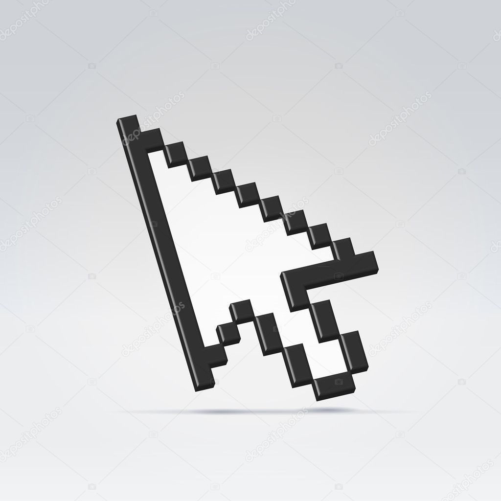 3d black arrow cursor icon