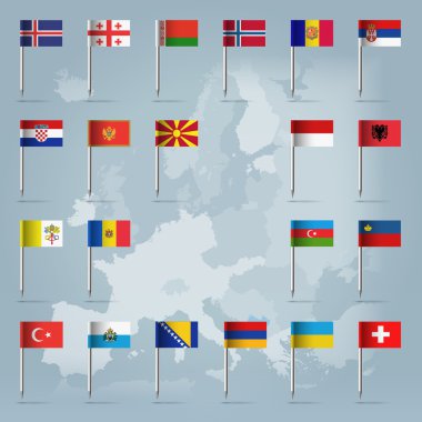 Avrupa harita üzerinde 21 Avrupa ülkeleri