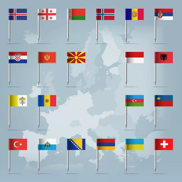 21 europäische Länder über europäische Landkarte — Stockvektor