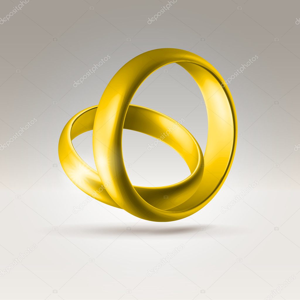 Shining golden wedding couple rings