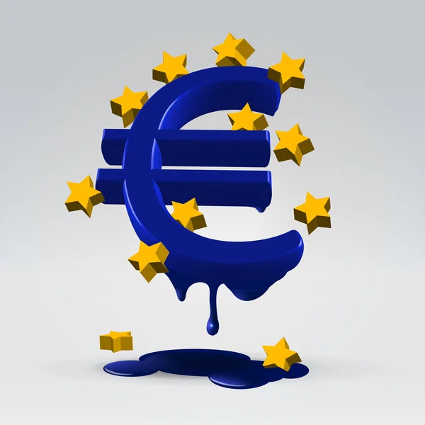 पिघलने वाला यूरो इलस्ट्रेशन — स्टॉक वेक्टर