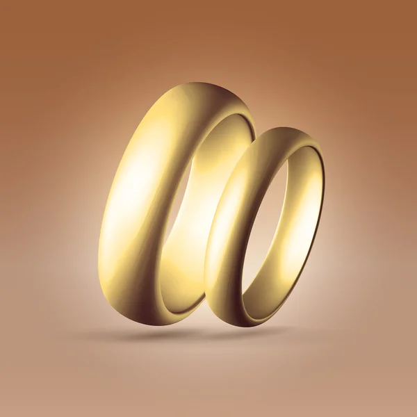 Svítící kroužky zlaté Svatební pár — Stockový vektor