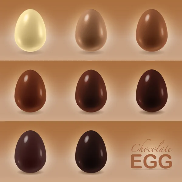 Conjunto de ovos de chocolate — Vetor de Stock