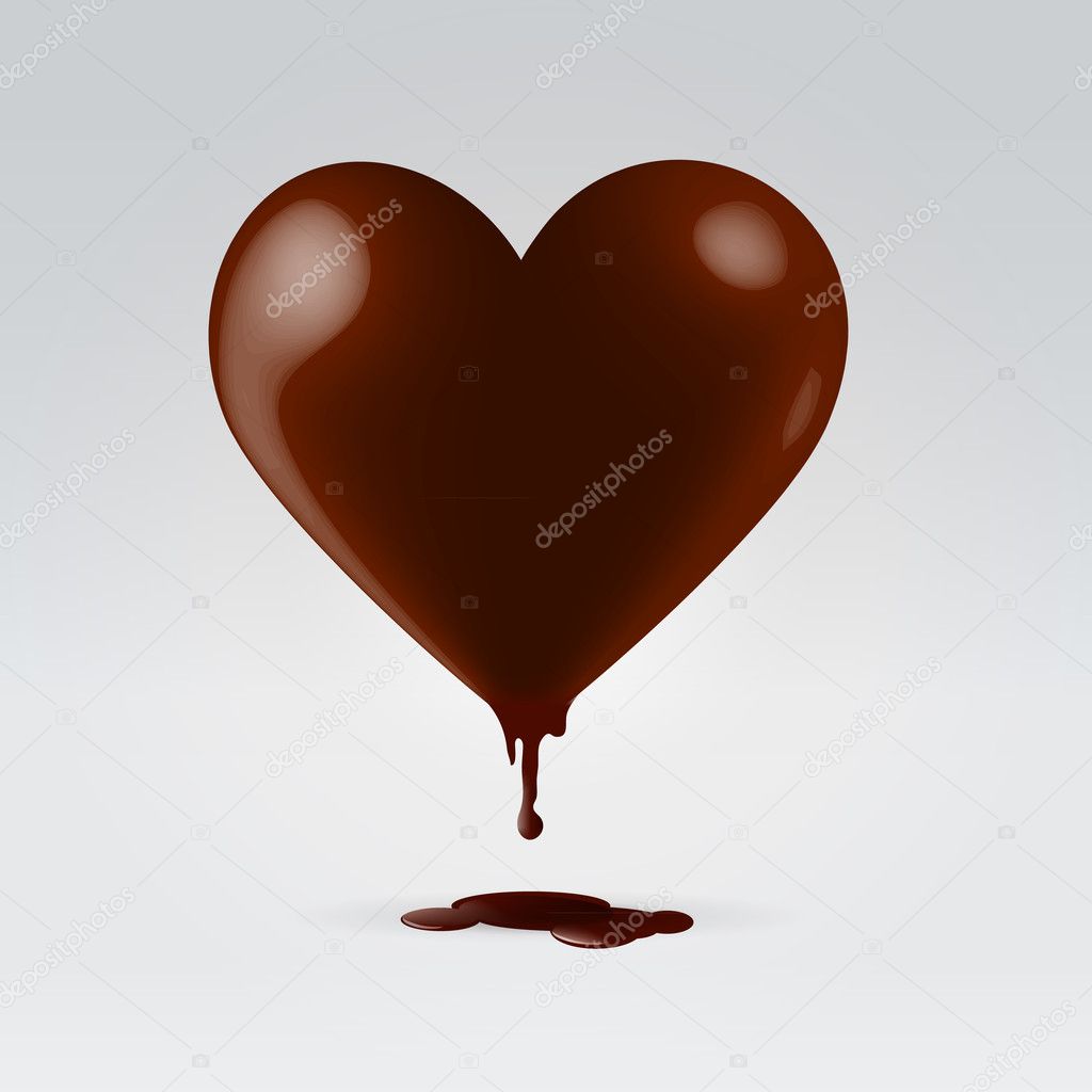 Chocolate heart shape candy melting
