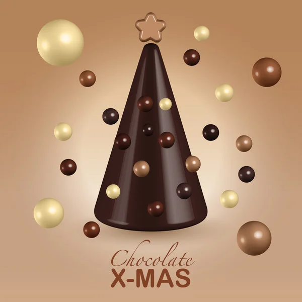 チョコレートのクリスマスのポストカード — ストックベクタ