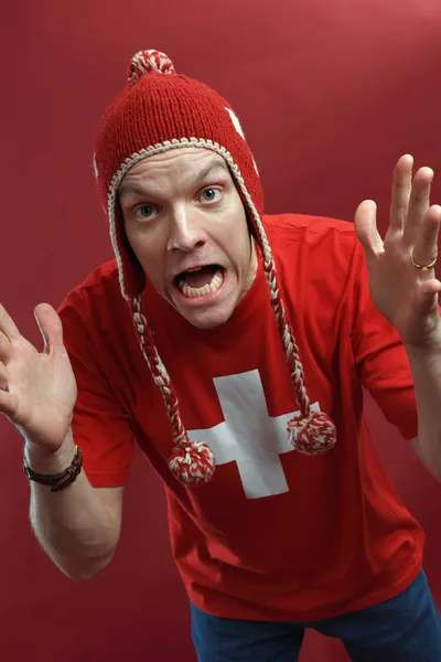 狂気のスイスのスポーツのファン — ストック写真