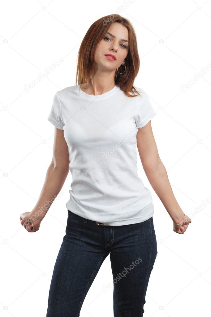 Sexy female with blank white shirt