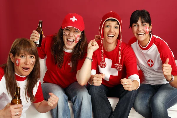 Happy female sports fans — Stock Photo, Image