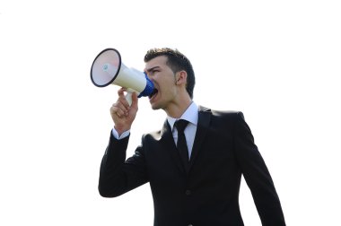 Business Man with loudspeaker clipart