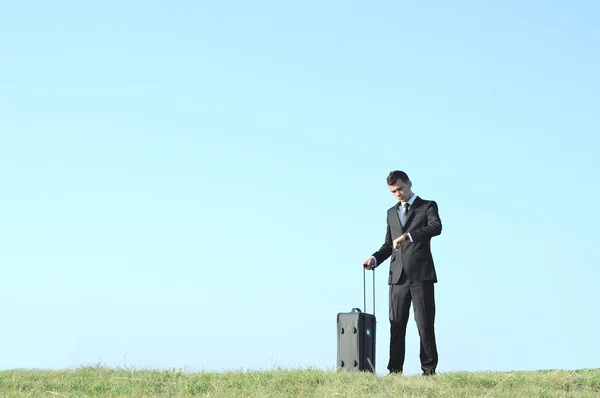 Business man with luggage — Stock Photo, Image