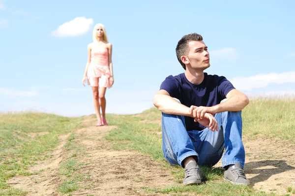 stock image Young couple on grass