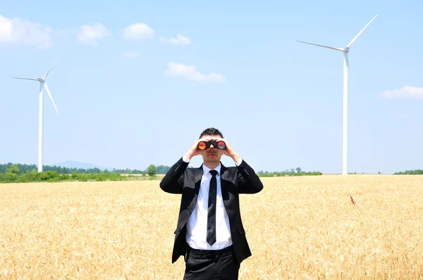 stock image Business man with binocular