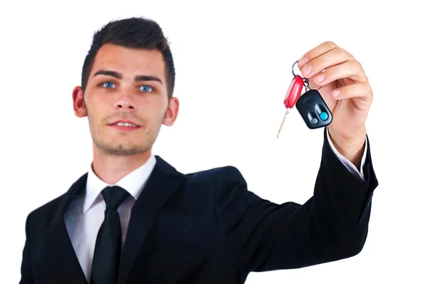 Uomo d'affari con chiavi della macchina — Foto Stock