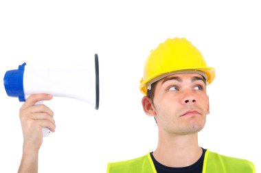 Isolated worker with helmet clipart