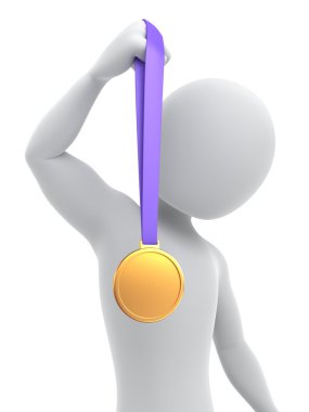 Gold medalist, 3d image with a clipping path clipart